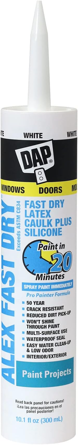 DAP 18425, White Caulk, 10.1 oz, 10.1 Fl Oz, Whites