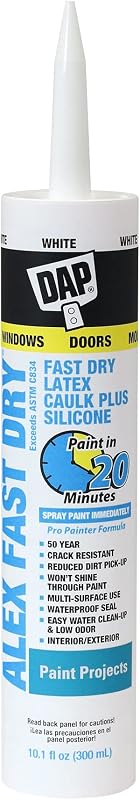 DAP 18425, White Caulk, 10.1 oz, 10.1 Fl Oz, Whites