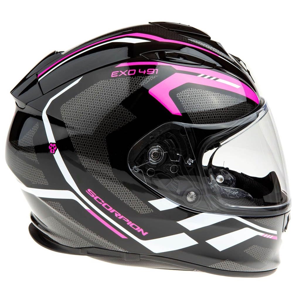 Scorpion Exo 491 Kripta Black Pink | Casco de Moto Integral con Visor Solar | Unisex Hombre y Mujer Homologado ECE 22.06