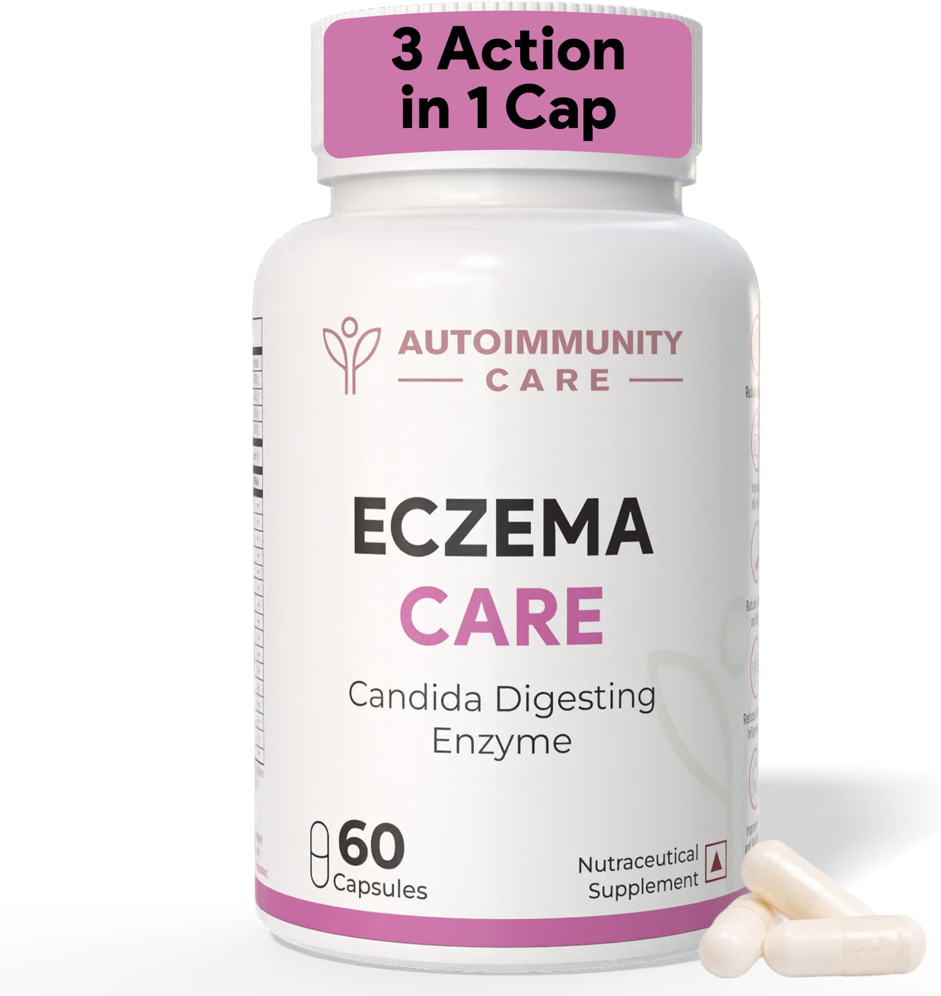 Autoimmunity care Eczema Care | Candida Digesting Enzyme for Psoriasis, Eczema, Skin Allergies, Skin Rashes, Acne, Alopecia | Supports Immune System, Reduces Systemic Inflammation | 60 Capsules