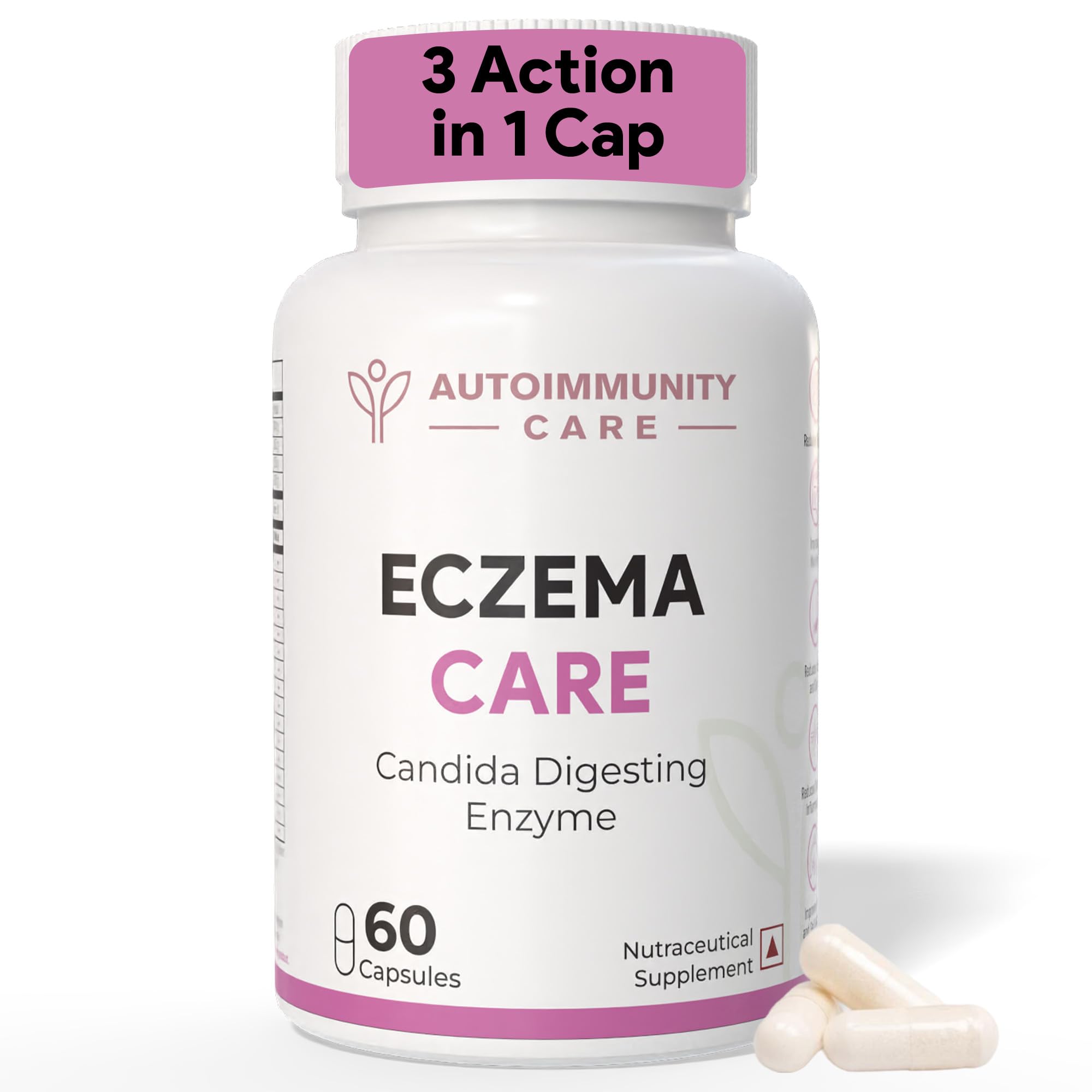 Eczema Care | with S.Boulardii, Eczema, Skin Allergies, Skin Rashes, Acne, Alopecia | Supports Immune System, Reduces Systemic Inflammation | 60 Capsules