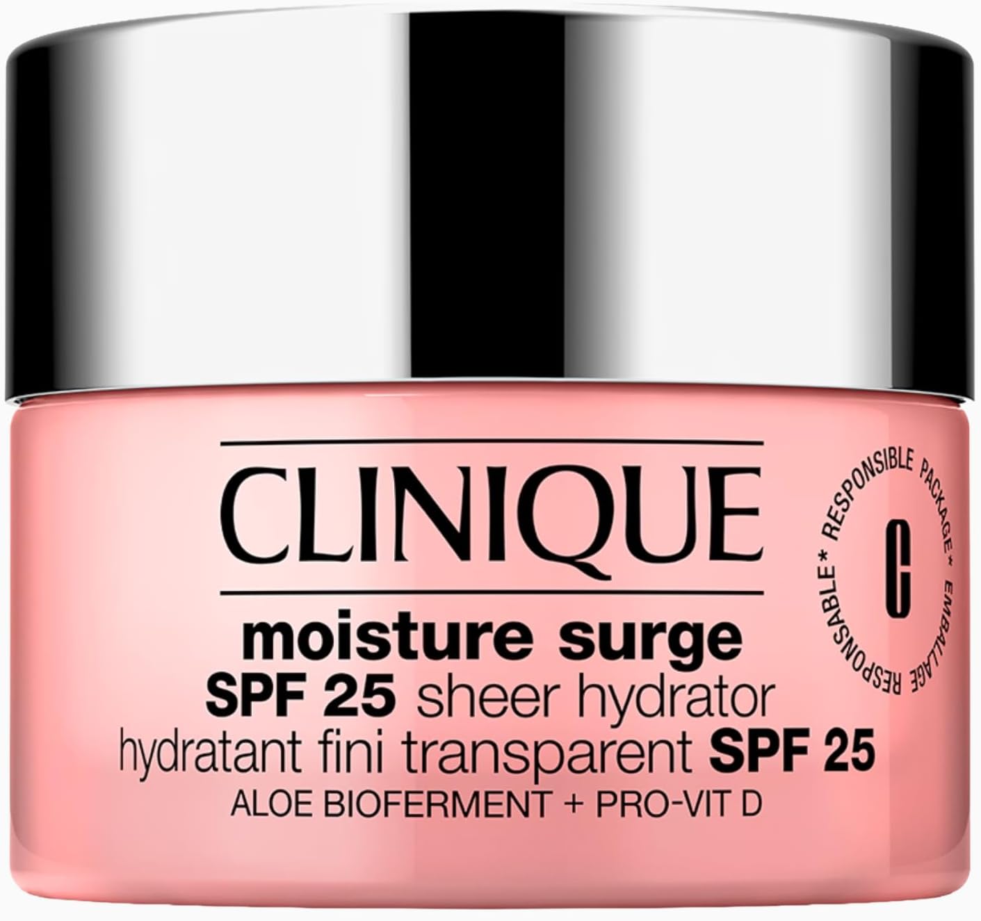 Clinique Moisture Surge SPF 25 Sheer Hydrator Face Moisturiser | Idratante con acido ialuronico, biofermento di aloe vera e provitamina D