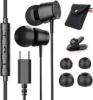 Gsangoo USB C Headphones with Microphone for iPhone 15 Pro, Samsung Galaxy S22 S23 Ultra A53 S21 S20 FE Earbuds in-Ear Stereo Noise Isolation Wired Type C Earphones for Google Pixel 7 Pro 6a iPad Pro