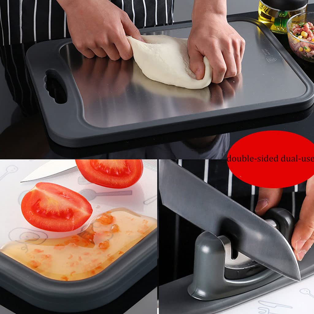 Tabla de Cortar Cocina,Pp de doble cara y tabla de cortar de cocina de bloque de cortar de acero inoxidable 304 para restaurante, fruta, carne