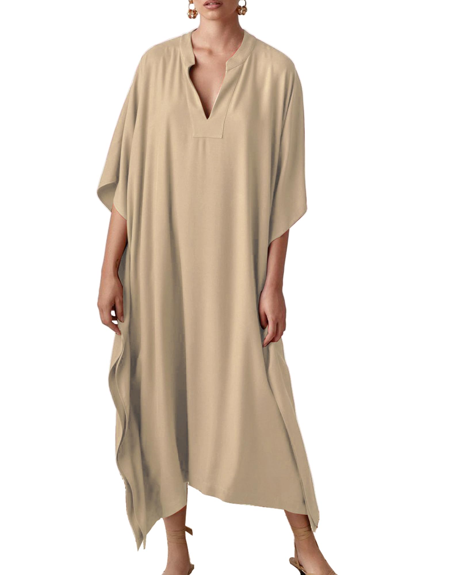 Bsubseach Turkish Cold Shoulder Kaftan Dresses Swimsuit Cover Up Maxi Dress