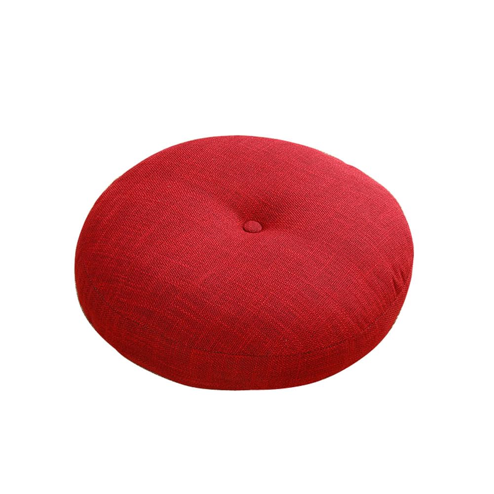 kuyouqi Indoor Outdoor Round Thick Seat Cushion, Breathable Soft Seat Pad Linen Chair Pads for Dining Home Floor Sofa Reading Corner Garden Camping Blanket (Red, 45x45cm(18x18inch)) — image 1