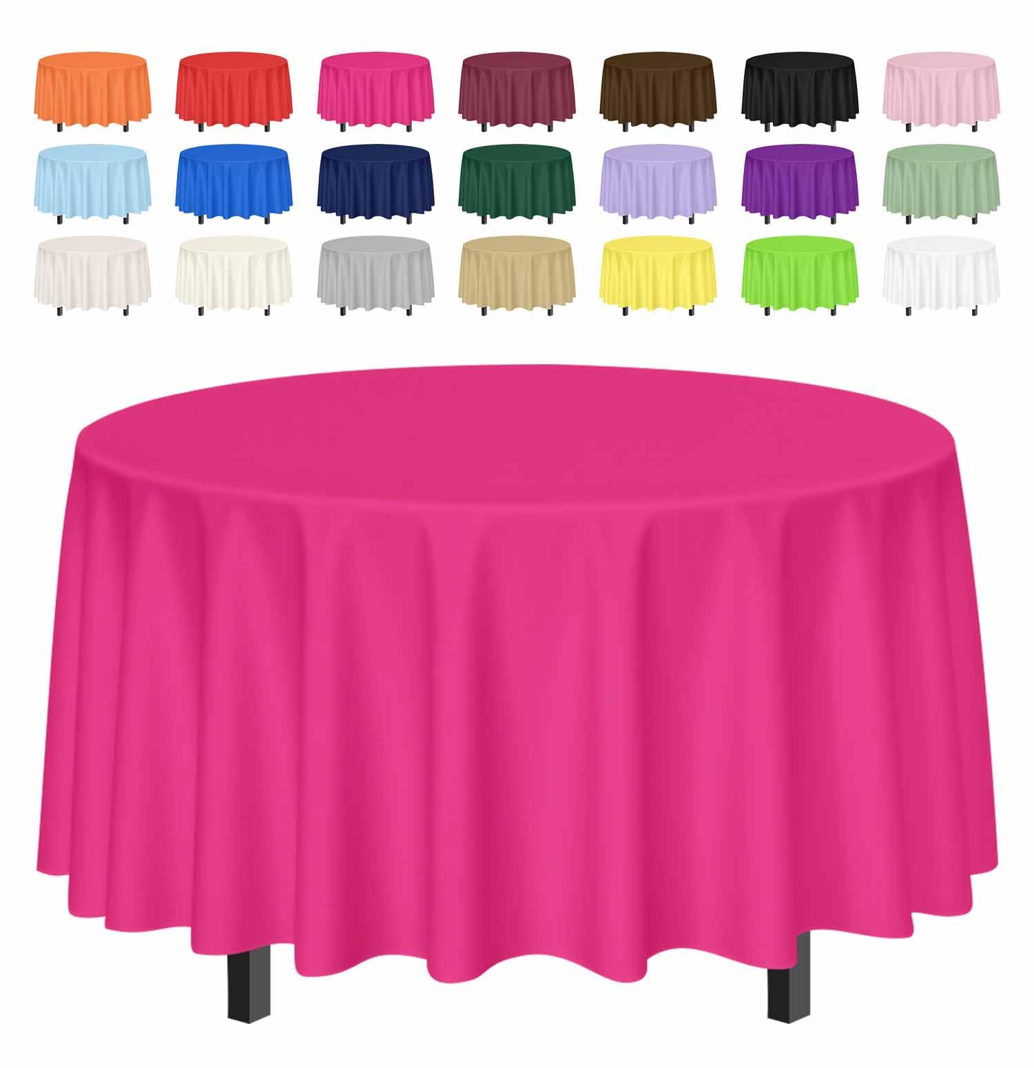 SietDESEO 2 Pack Hot Pink Tablecloth Round 84 x 84 Plastic Table Cover Waterproof Hot Pink Table Cloth Disposable for Wedding Birthday Baby Shower Party Picnic Circle Tablecloth — image 1
