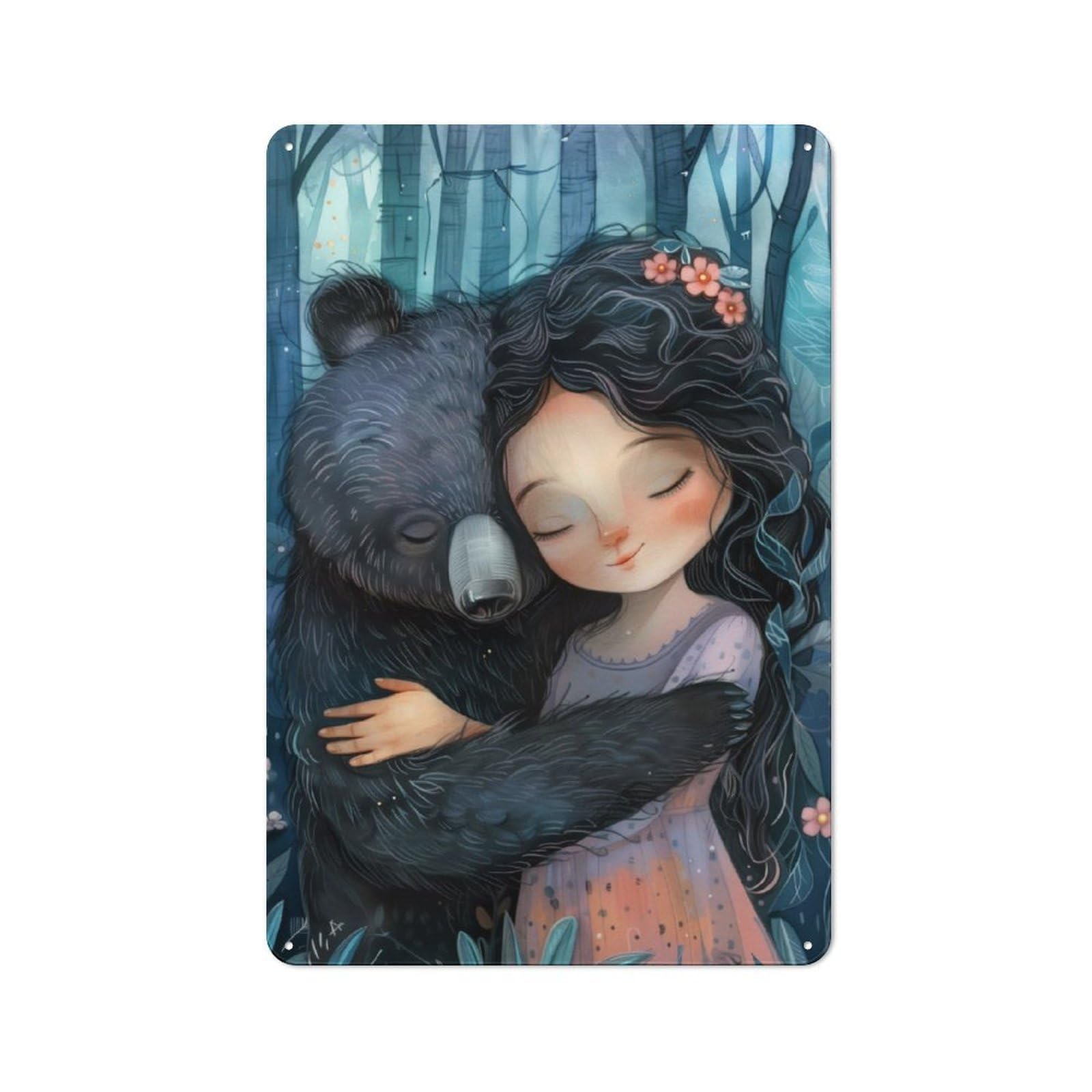 Junmoney Enchanted Forest Cuddle Retro Tin Sign 30X20cm For Garden Room Or Summerhouse, A Housewarming Gift For Garden Room Decor Fans