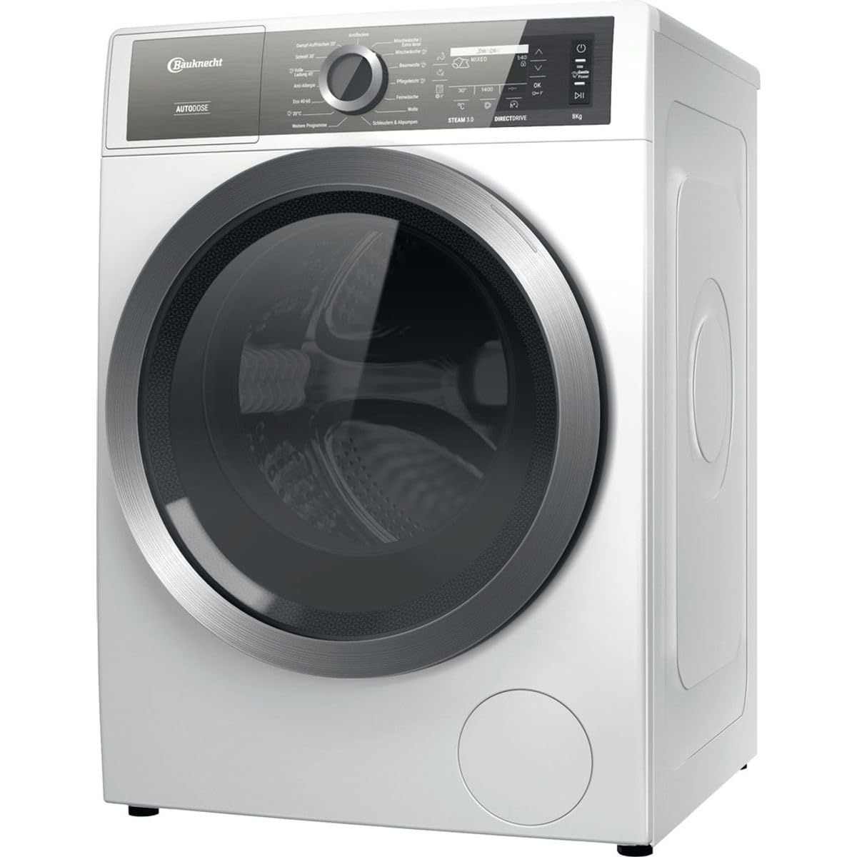 Bauknecht - B8X 89ADE SILENCE DE Frontlader-Waschmaschine - 8 kg Kapazität - GentlePower, AutoDose, Extra Leise - Energieklasse A - 84,5 x 60,7 x 59,9 cm - Weiss