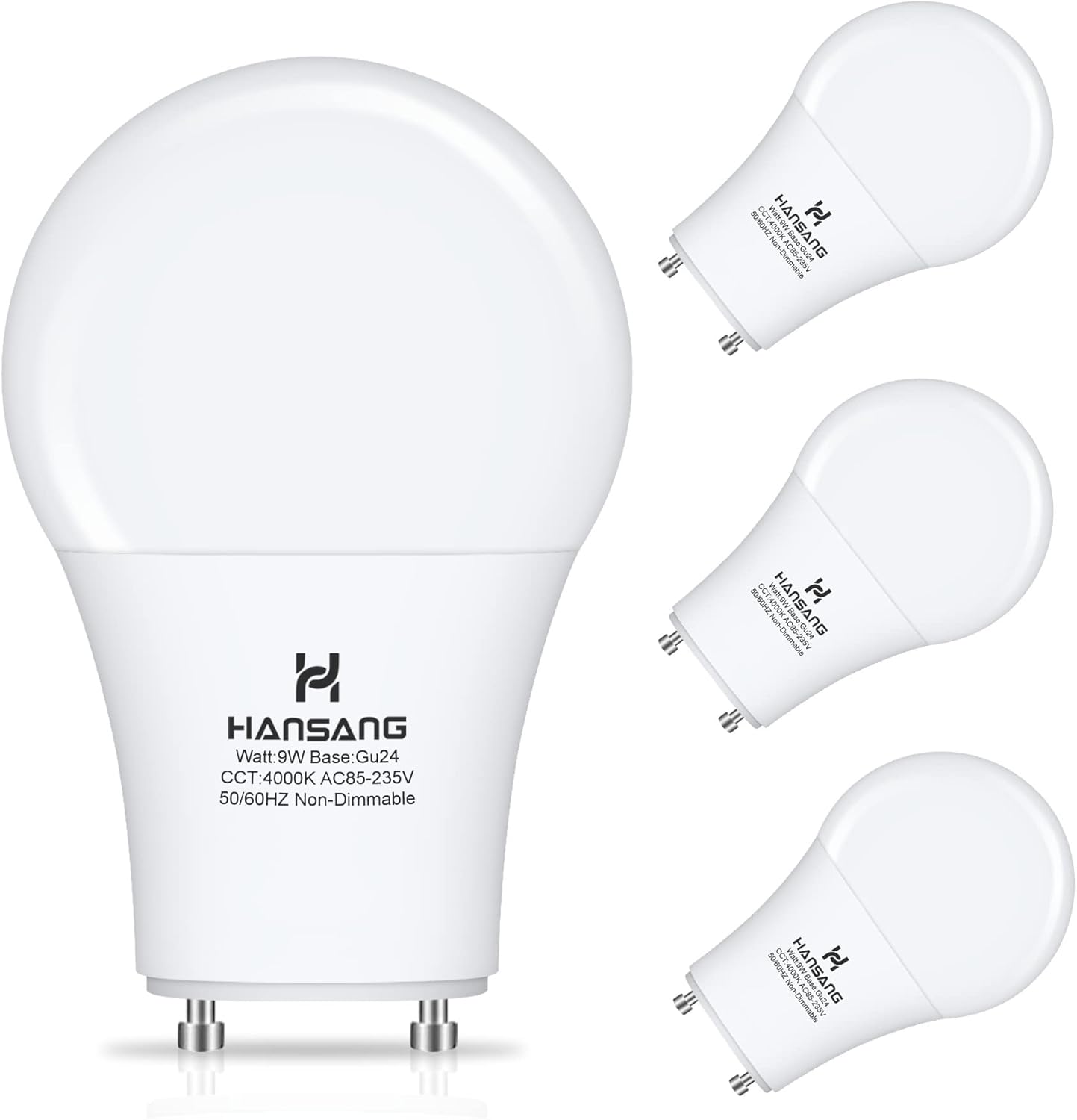 hansang GU24 LED Light Bulb 9W Equivalent 100W, Two Prong Light Bulb