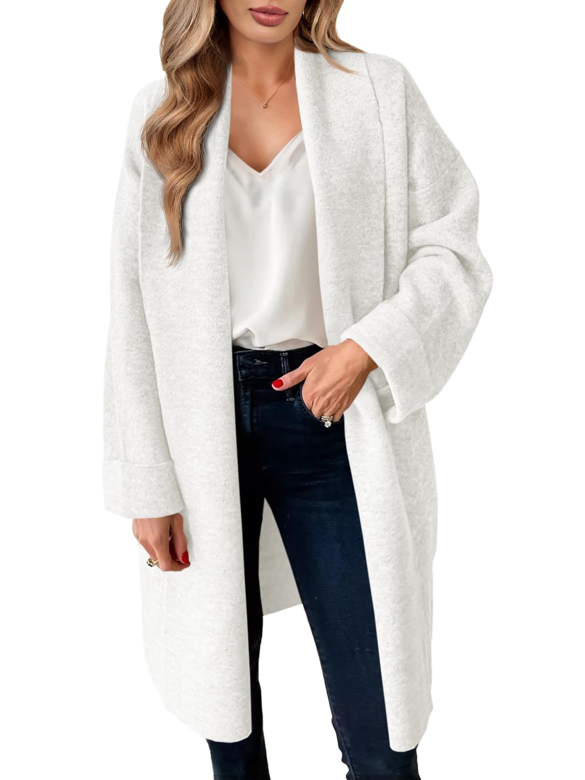 Saodimallsu Womens Long Cardigan Sweaters Chunky Open Front Oversized Slouchy Knit Fall Trendy Coatigan Jackets