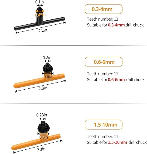 Miniatura 4 de Llave de mandril de taladro, 6 tamaños de prensa de taladro de sujeción, llave de prensa de mandril