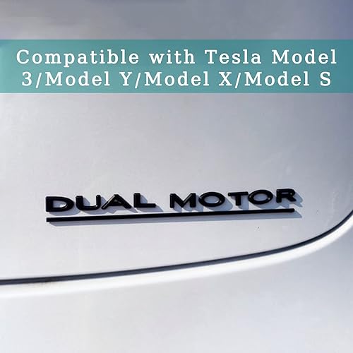 Vista 30 de Adhesivo de emblema de motor dual del modelo 3 Y, accesorios de letras compatibles con Tesla Model 3/Y/S/X (rojo)