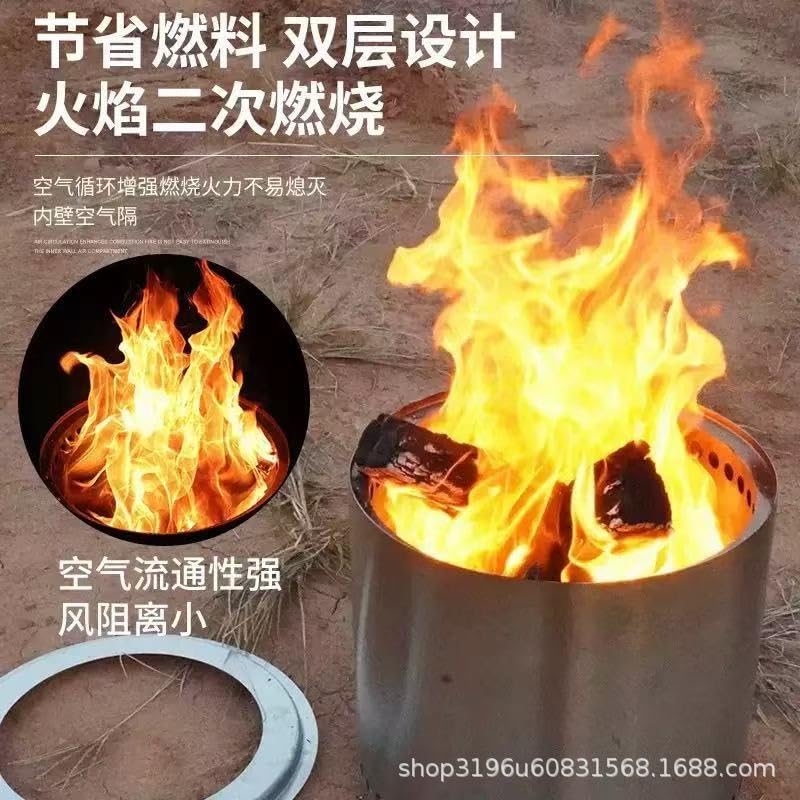 Amazon | ステンレス製ペレットストーブ 二次燃焼式無煙ストーブ 二重