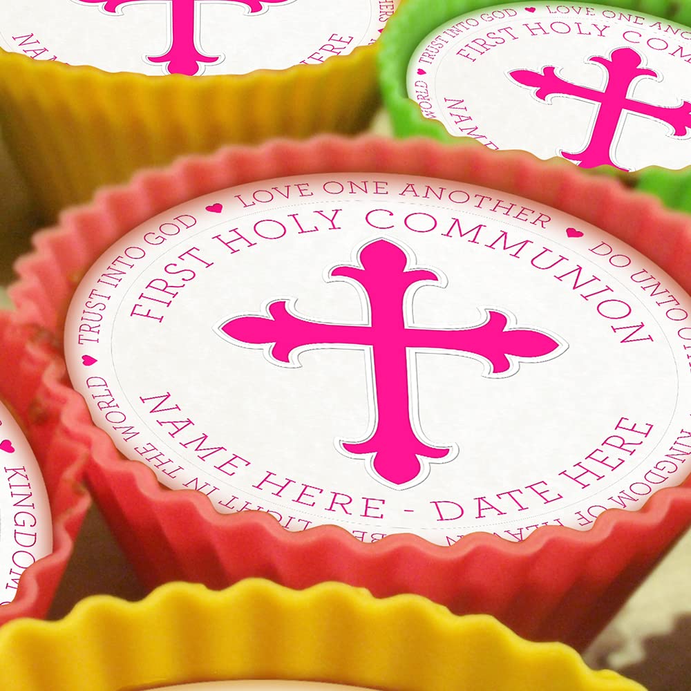 Dalton Designs Uk Girls First Holy Communion - 20 X 5Cm Personalised Edible Cupcake Toppers On Premium Icing