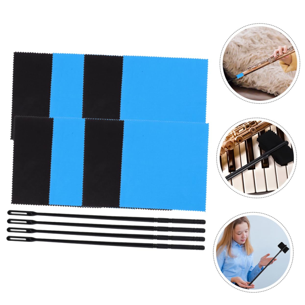 ifundom 12-piece Flute Cleaning Set Clarinet Sax Cleaning Kit Flute Rods Cloths Saxophone Tools