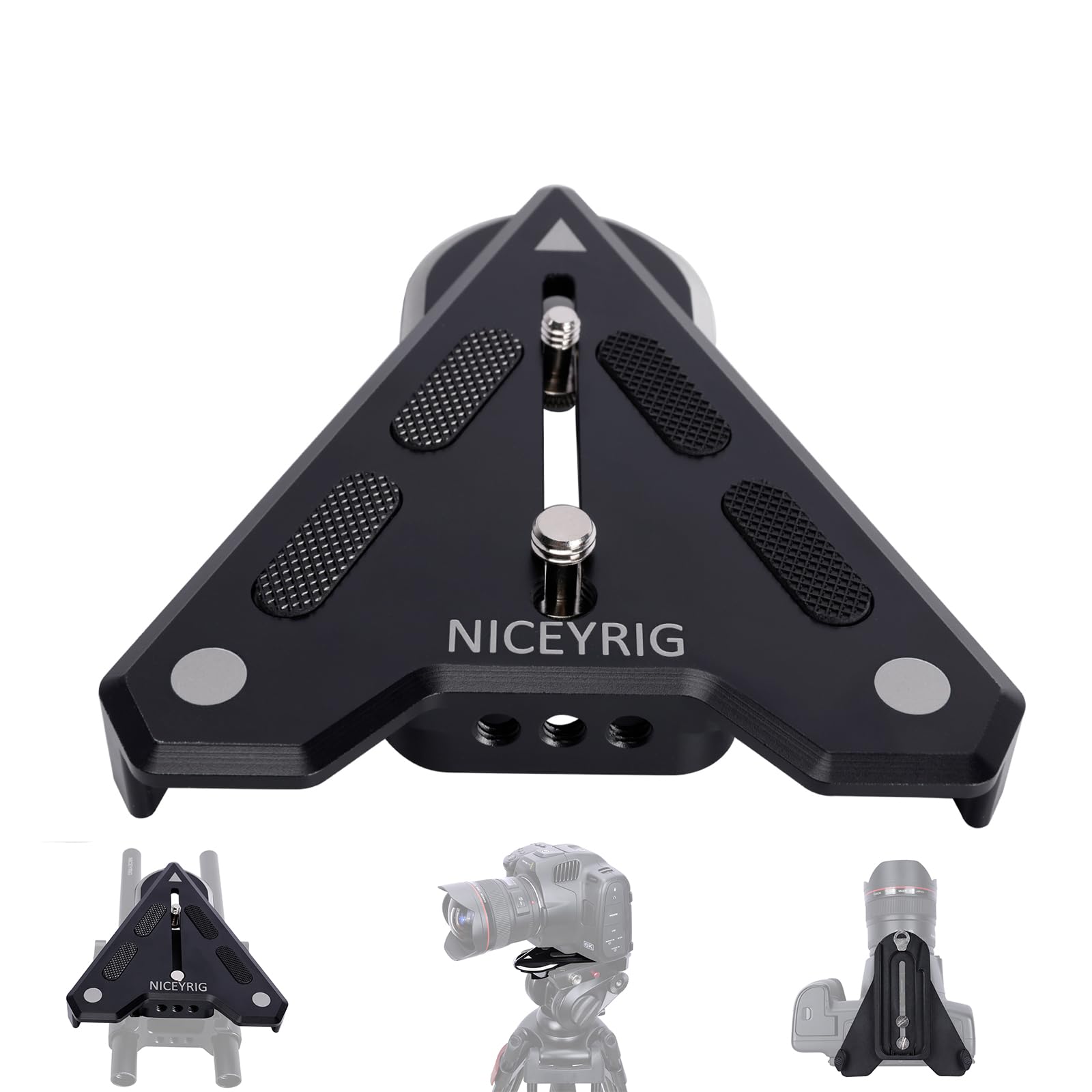 NICEYRIG Manfrotto - Placa Base Universal de liberación rápida para cámara, Placa de conexión rápida, QR de liberación rápida con Agujeros roscados de 1/4-20 para Manfrotto, DSLR