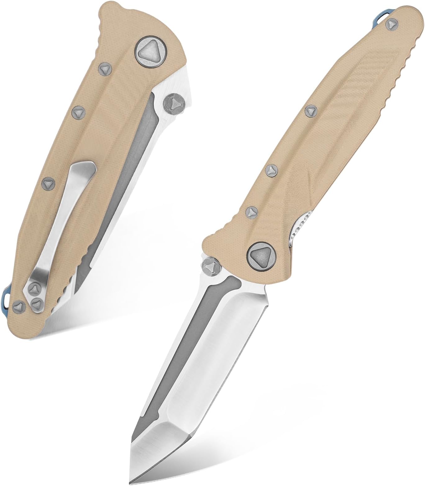 EF55 Pocket Knife Folding Knife G10 Handle D2 Steel Blade Folder EDC Tool Knifes for Working Camping with Clip(Desert)