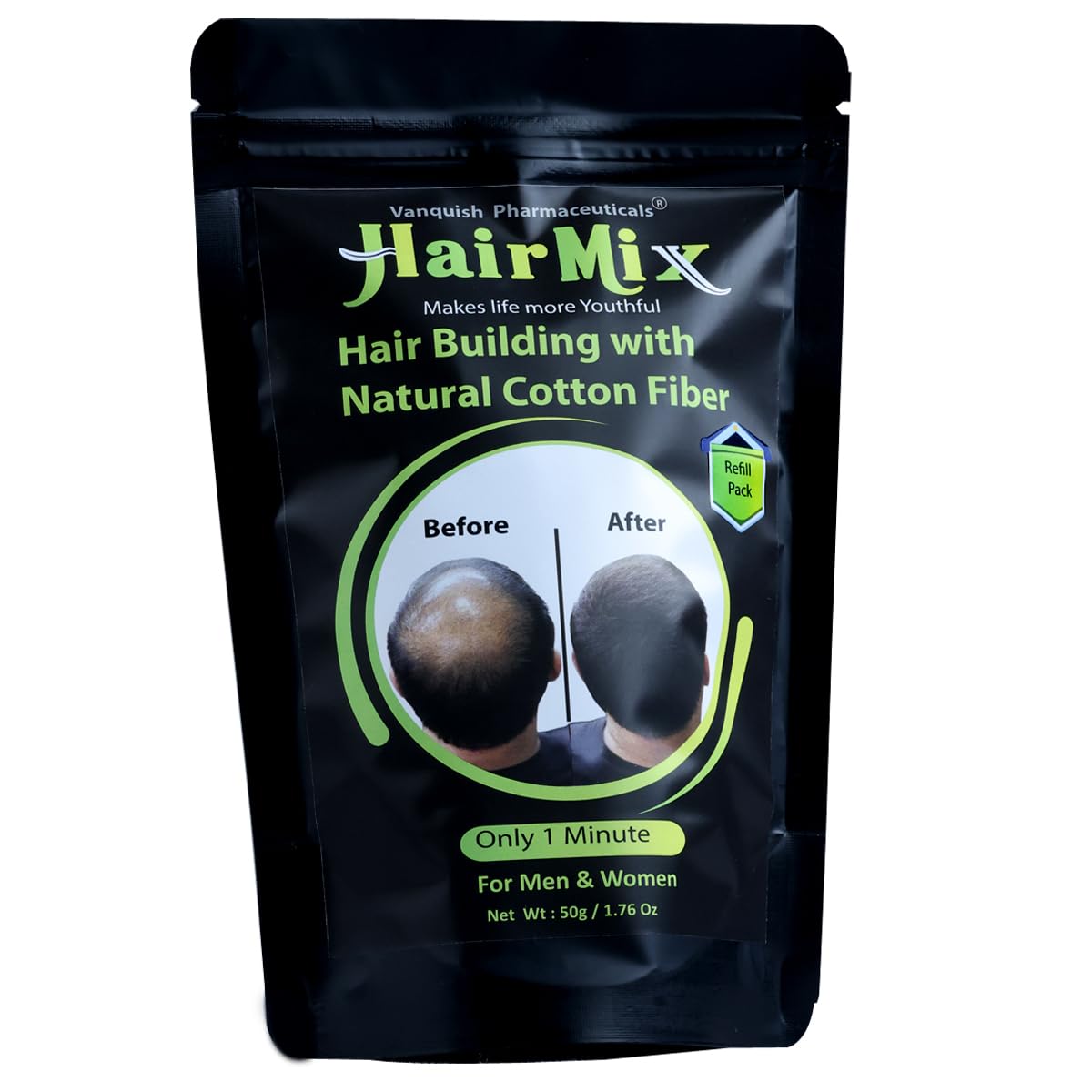 HairMix Hair Building With Natural Cotton Fiber - Dark Brown, Refill Pack - 50 g Hair loss Concealer for Men and Women, Instant Hair Thickener for thinning hair (Pack of 1)-image-25