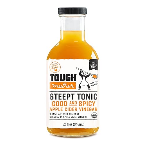 Tough Mother STEEPT TONIC Vinagre de sidra de manzana Disparos de bienestar superalimentarios Certificado por USDA crudo sin filtrar con la