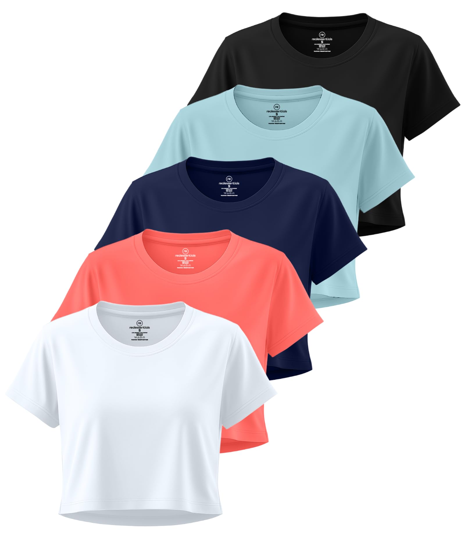 5 Pack Women's Dry Fit Crop Top Workout T Shirts Short Sleeve Athletic Gym