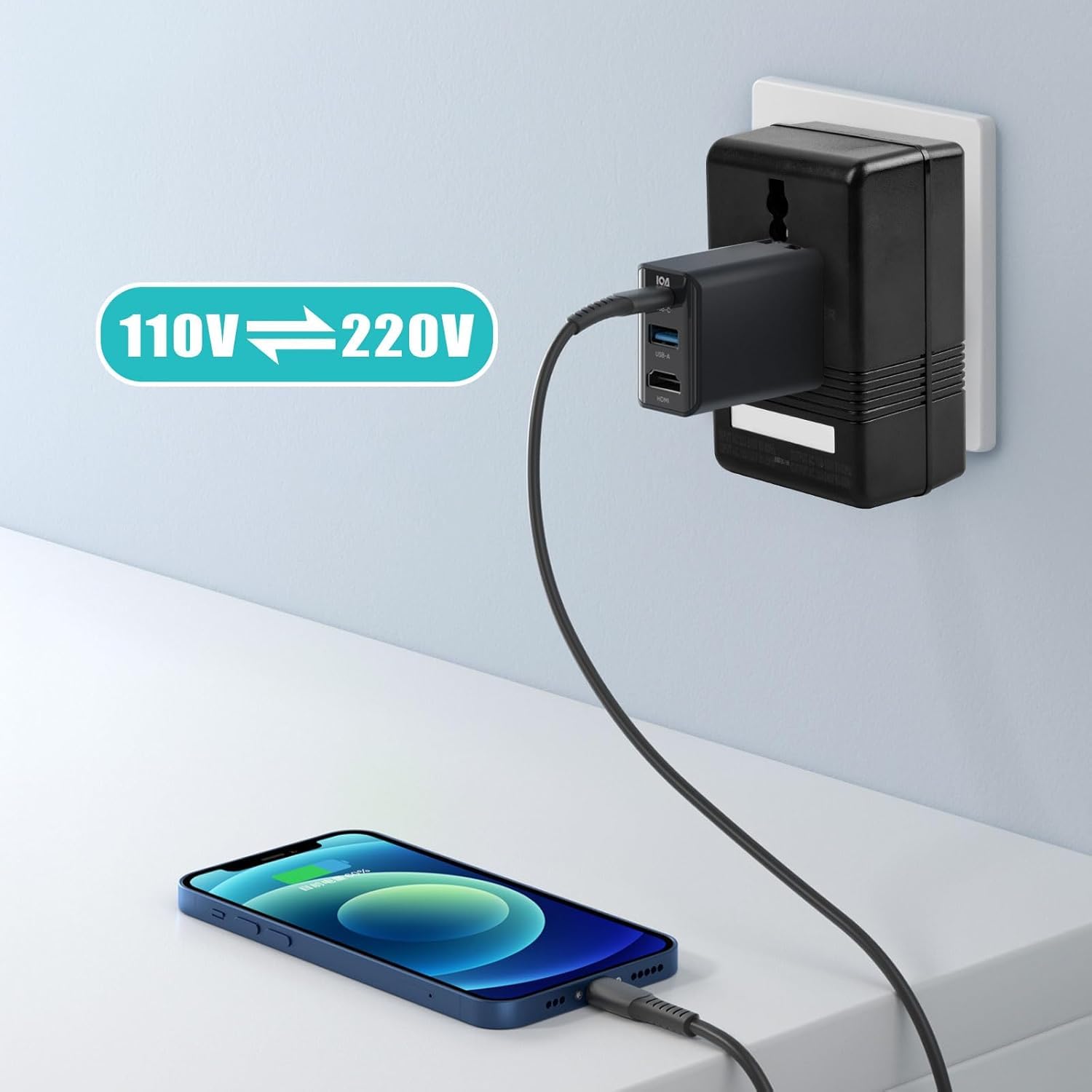 Transformateur Convertisseur De Tension, 100v-120v à 220v-240v 100w Adaptateur Universel De Voyage Adaptateur Prise, Abaissant/élévateur Convertisseur De Puissance Tension De Transformateur