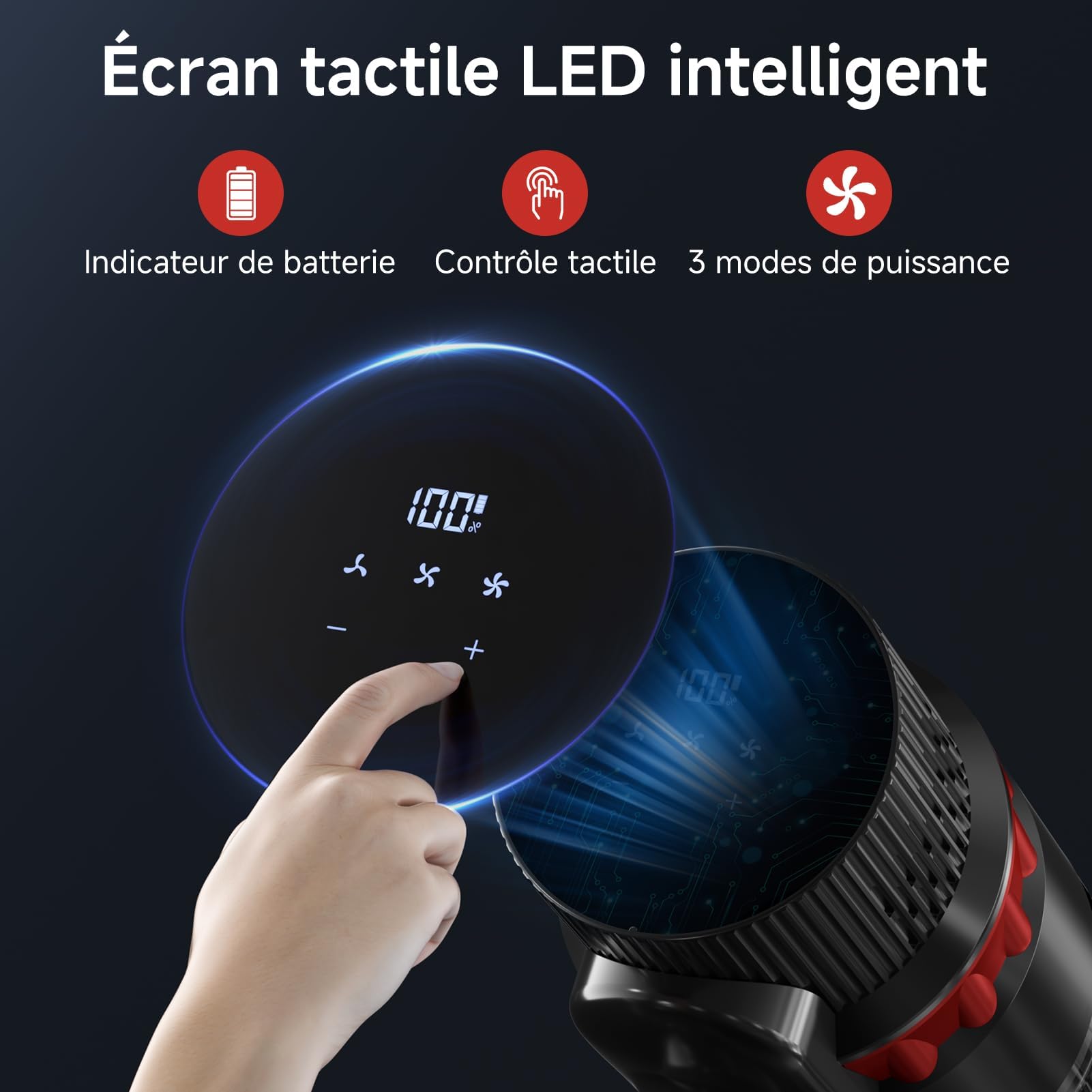 Aspiradora sin Cable 48KPa/530W/70Min, Pantalla Táctil LED, Cepillo Anti-Enredo Mejorado, 1.5L Aspirador Escoba Vertical Autoportante, Ideal para Suelos Duros, Alfombras y Pelos de Mascotas