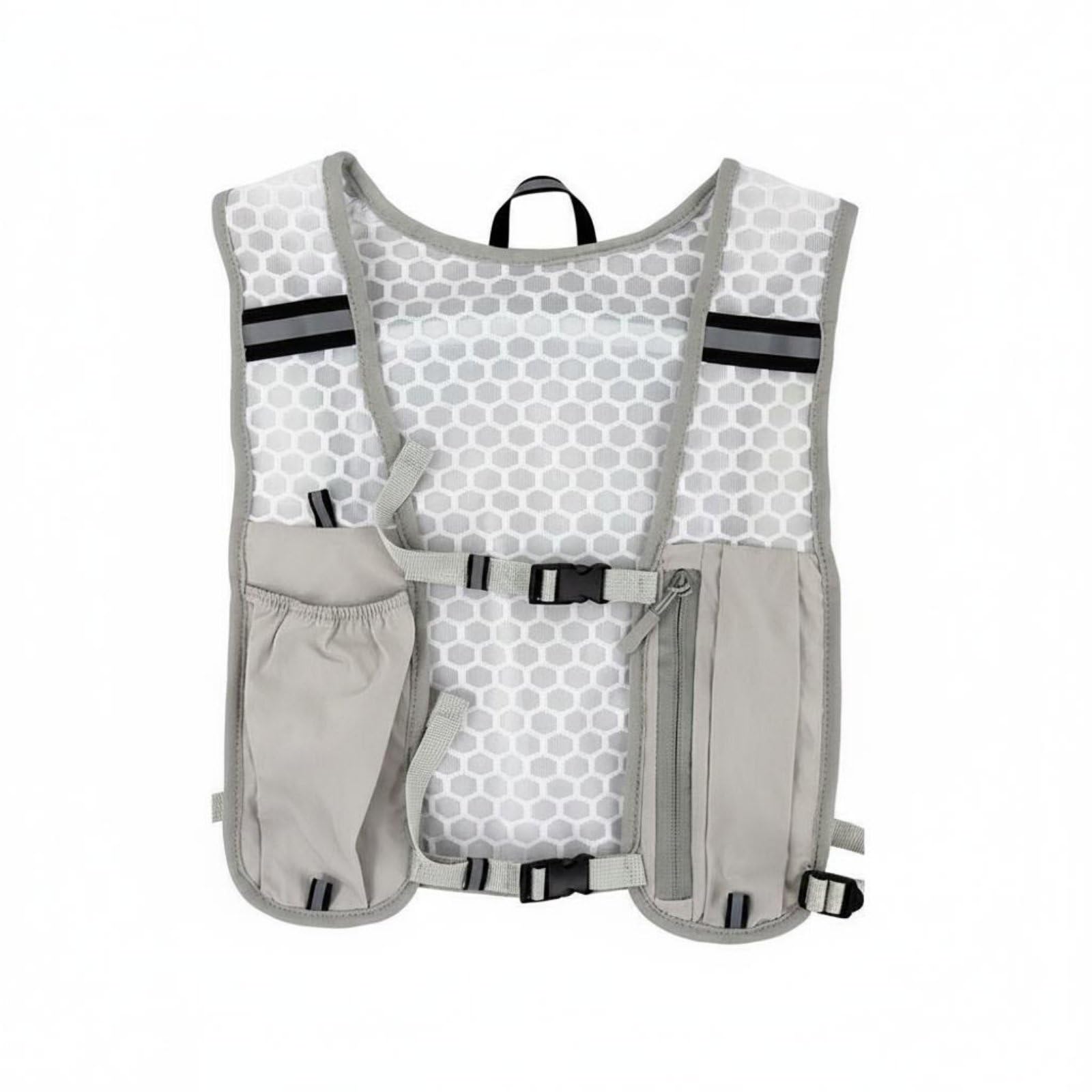 merishopp MERISHOPP®Lightweight Running Hydration Vest Breathable Mesh Hydration Running Vest Reflective Strips Sports Bag Multiple Pockets for Runners, Cyclists, Hikers, Cycling, Hiking, Gray-picture-59