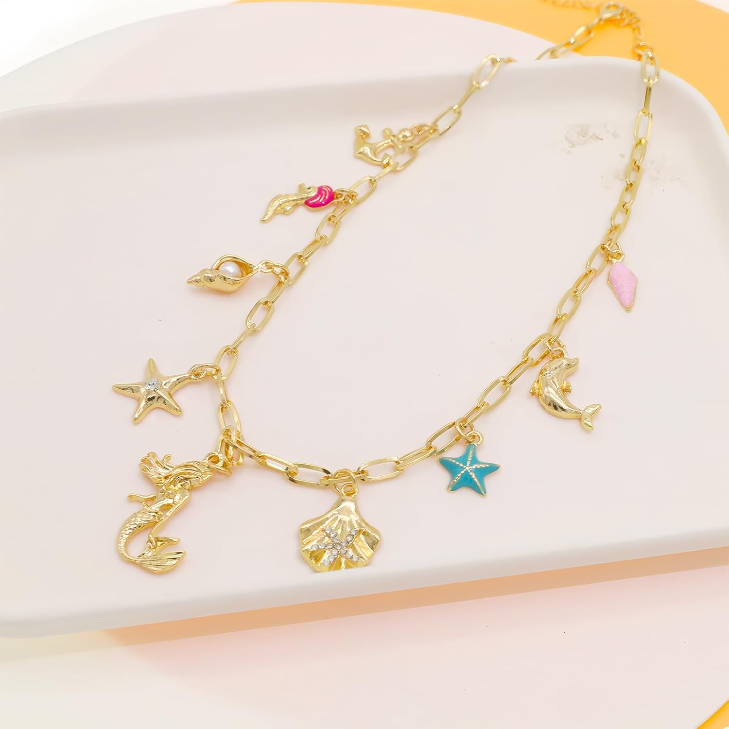 We We Chunky Antique Heart Charm Necklace for women Vintage Sun Stars Hearts Sea shell Starfish Beachy Boho Layers Charms Necklaces - Image 6