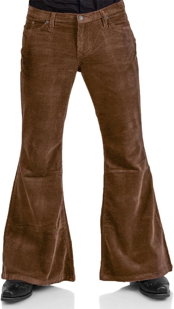 Men's Corduroy Vintage Bell Bottom Pants 70s,Disco Stretchy Flared Pants Fit 60s 70s Outfits for Men,Mens Bell Bottom Jeans.