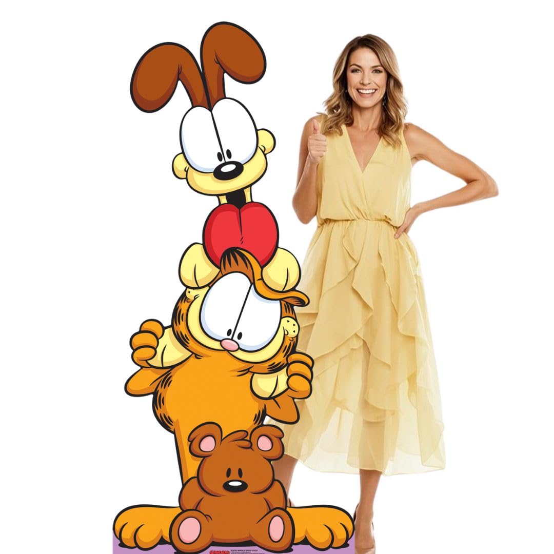 Star Cutouts SC4780 Garfield, Odie & Pooky Group Stack Lifesize Cardboard Cutout 191cm – Official Garfield Party Decoration, Photo Prop & Fan Display