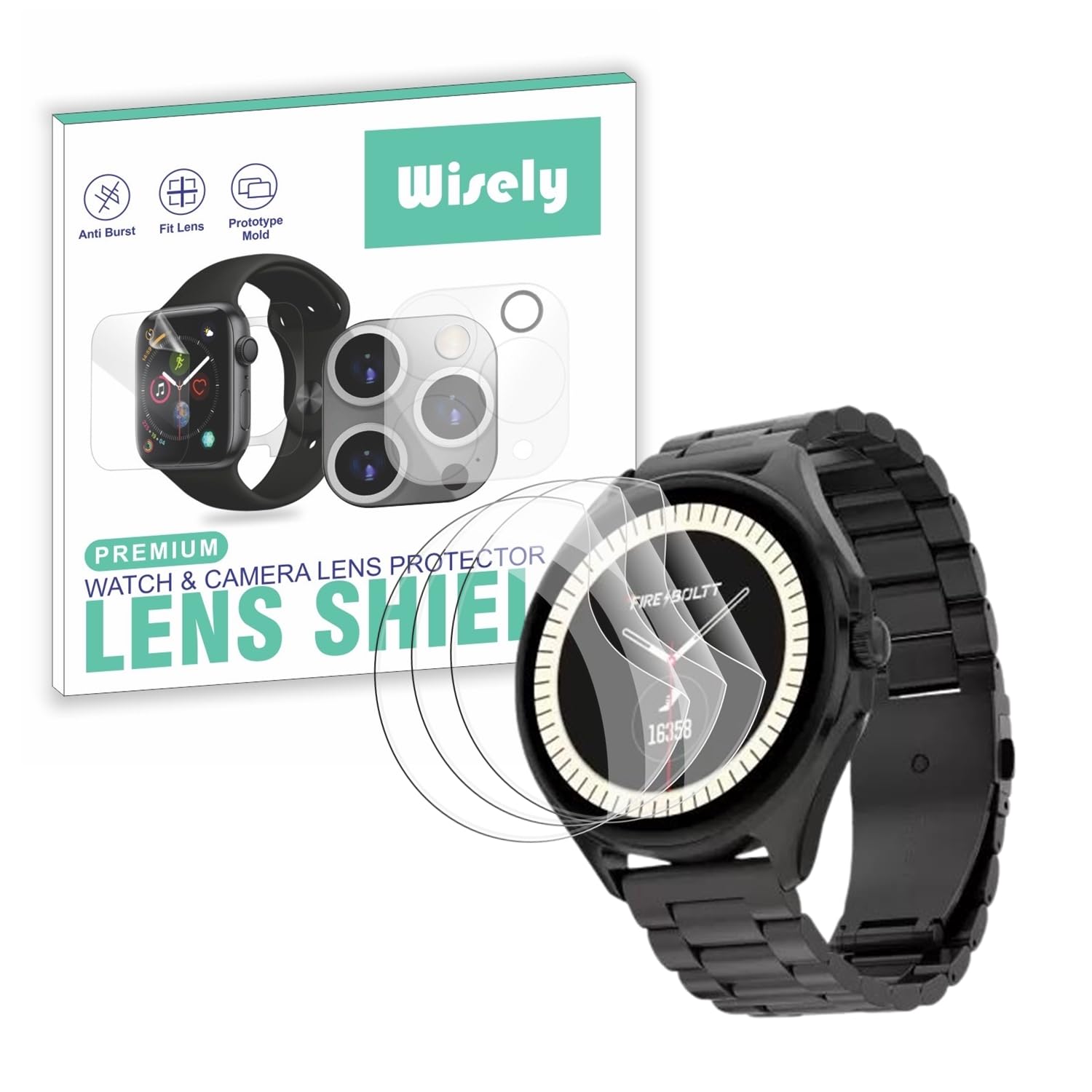 Wisely |3pcs| Screen Guard Protector For Fire Boltt Apollo 3 Smartwatch |1.43"| Bubble Free, Easy installation kit, HD Clear, Full Cover (B0CKBQ9YHN) Amazon Price History, Amazon Price Tracker