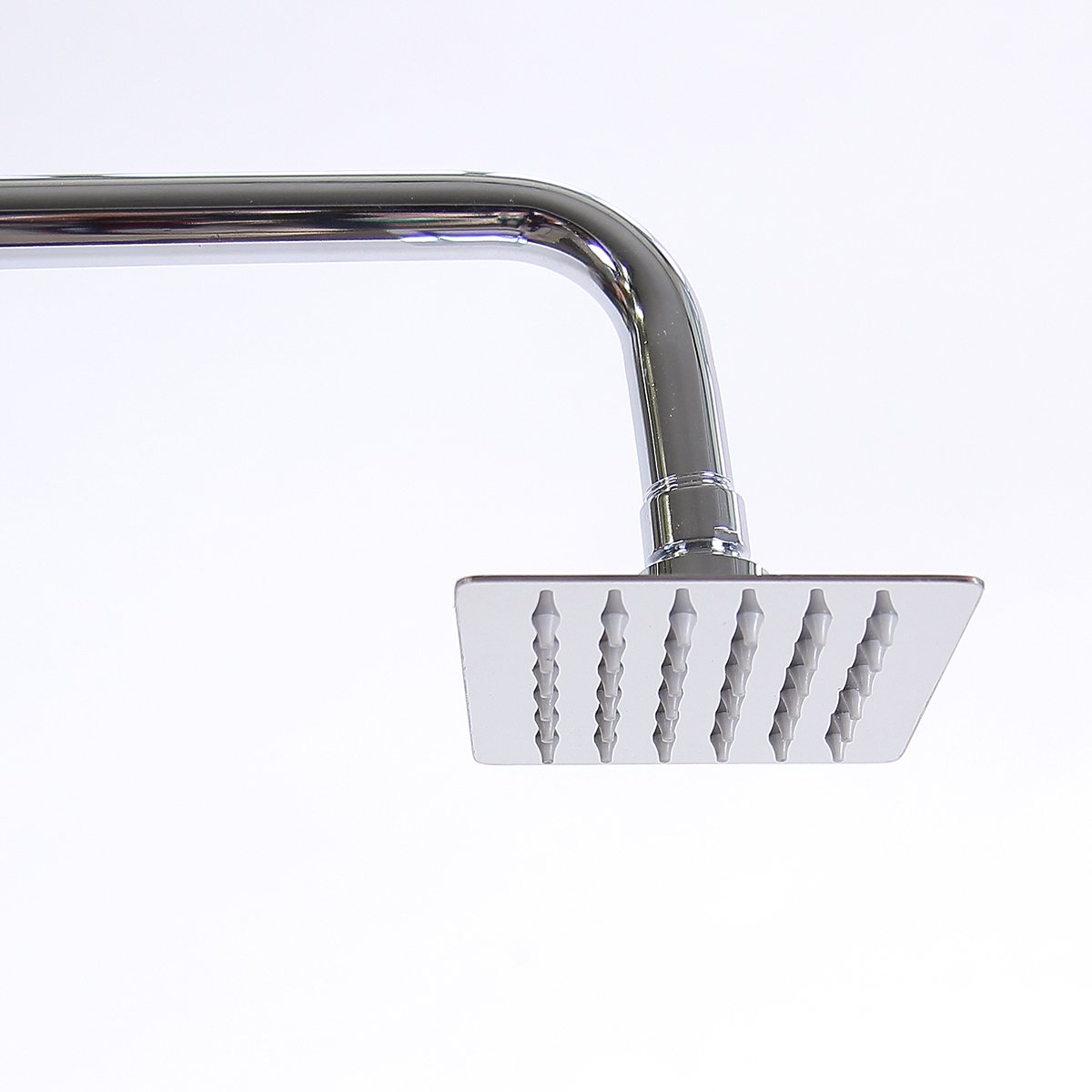 Doccia a pioggia rettangolare, 10 x 10 cm, con 36 ugelli anticalcare, acciaio inox cromato lucido, 1 regolazione, soffione doccia (doccia 022 angolare)