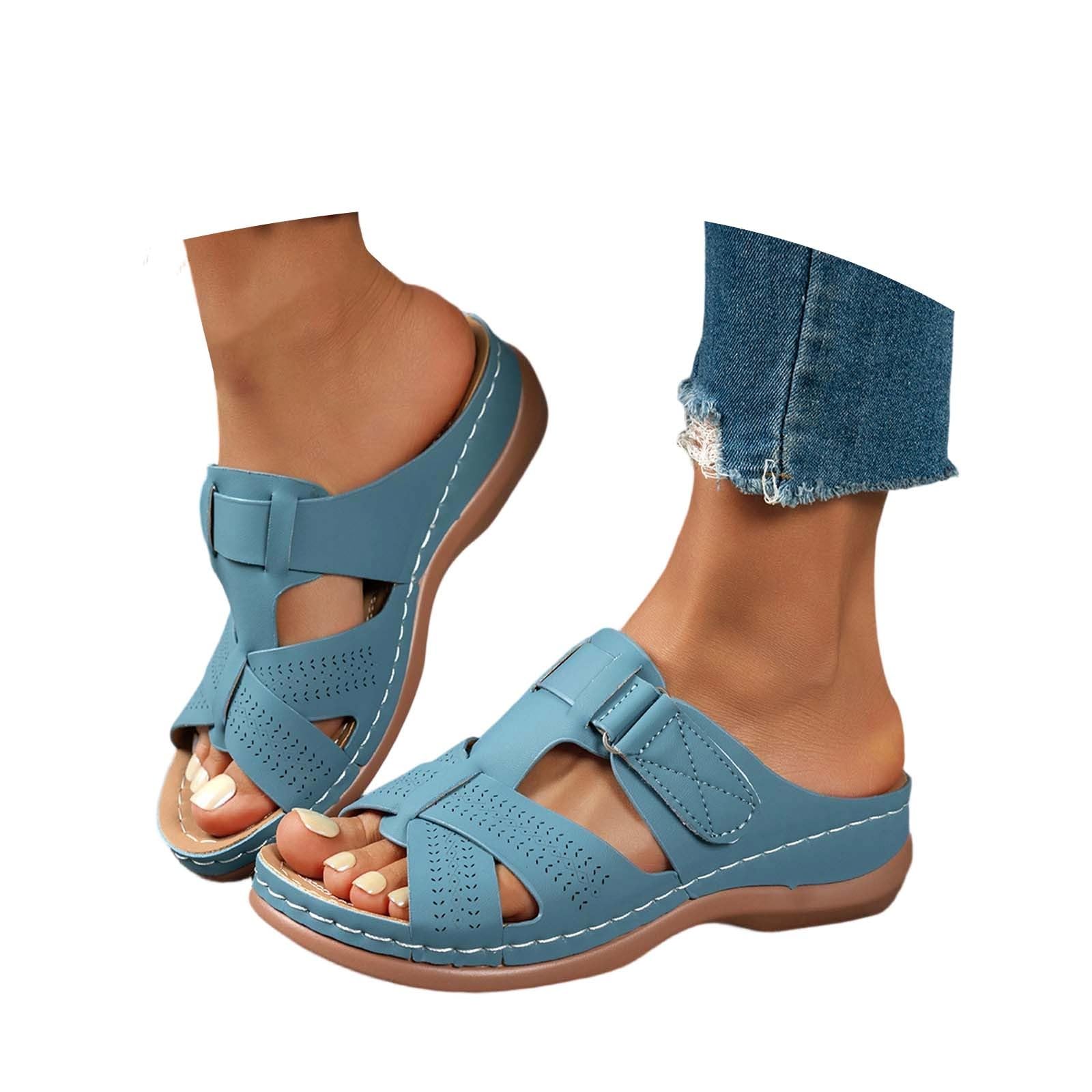 Sandales Orthopédiques Femme Été Piscine Confortable Sandales Pieds Sensible Été Claquettes Antidérapant Mules et Sabots Compensées Pied Large Chaussure