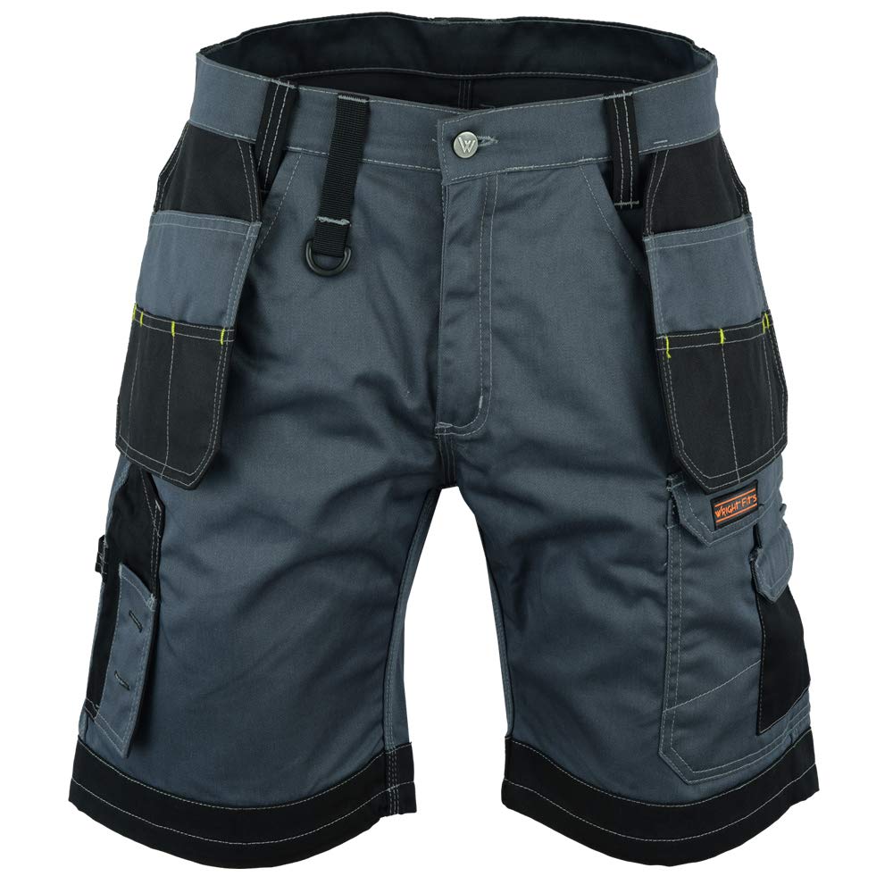 WrightFits Pantalones Cortos de Trabajo con Funda para Hombre - Pantalones Cortos de Verano Cargo de Combate de Seguridad - Múltiples Bolsillos - Triple Costura - Ropa de Trabajo Duradera