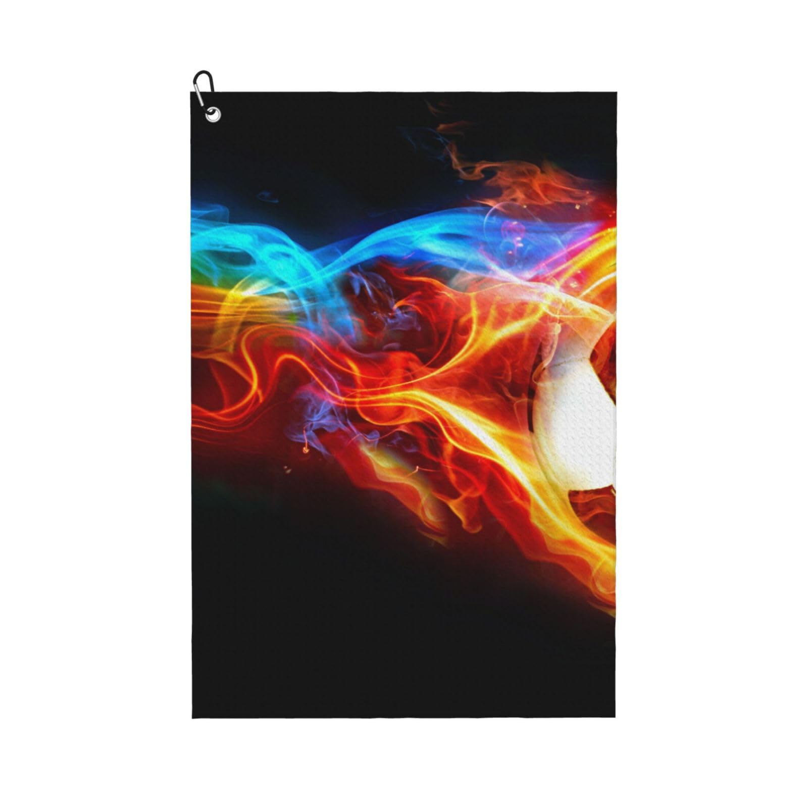 Hnnkloy Soccer Printed, 16x24 in Portable Waffle Golf Towels with Carabiner Clip for Golf Bag