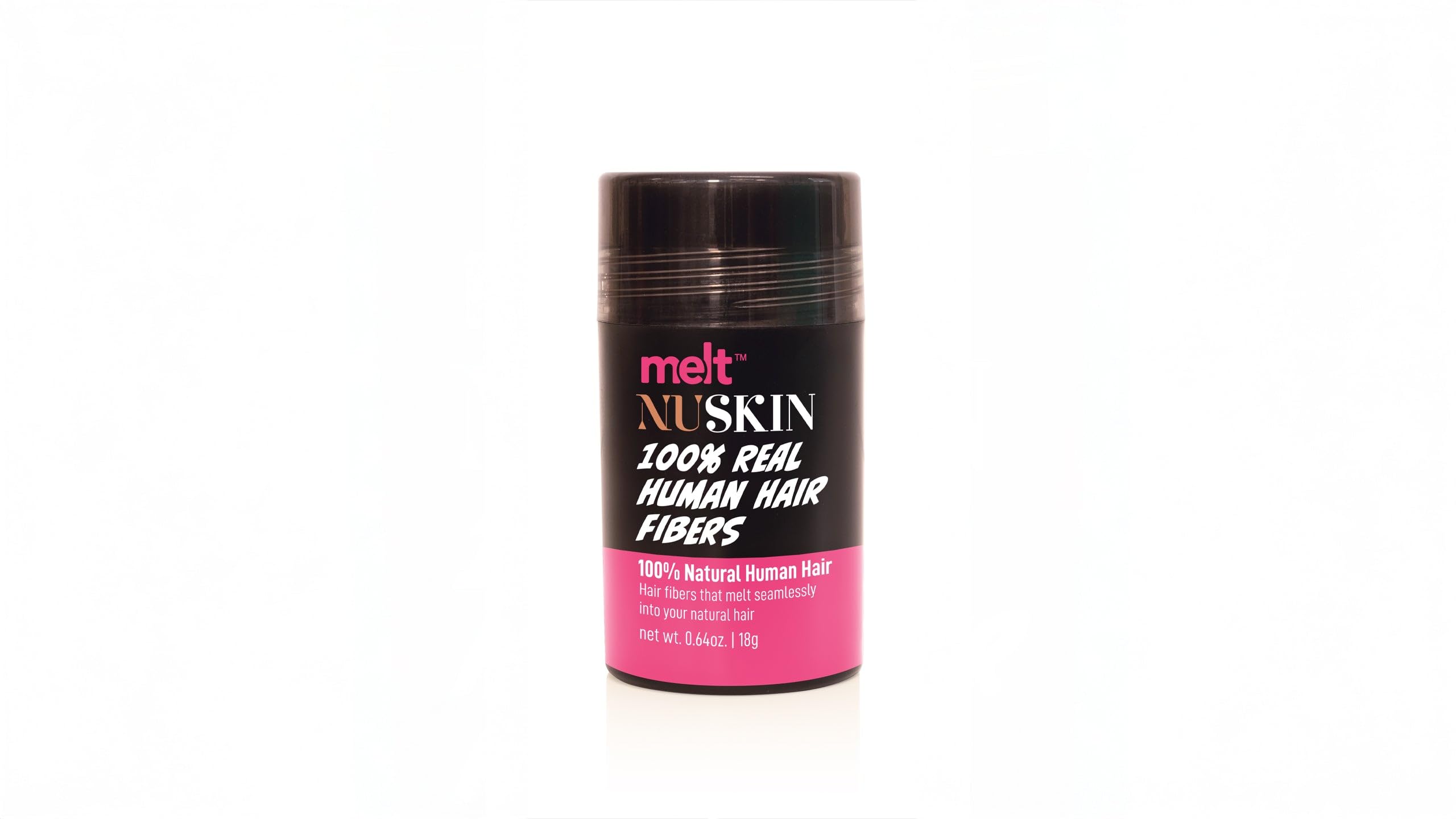 Melt Nuskin 100% Real Human Hair Building Fibers, Instantly Fill In Fine or Thinning Hair for Thicker, Fuller, Undetectably Natural Results, 18g (1B, Off Black)