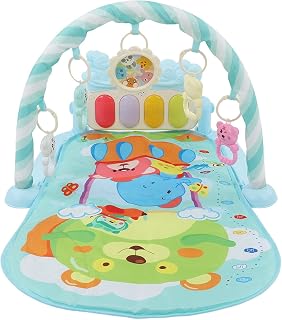 Tapete de Piano de Ginástica para Bebês Desenvolvimento Sensorial Almofada de Jogo de Fitness Musical para Bebês Almofada de Chute Musical Azul Com Luzes de Canções de Ninar para