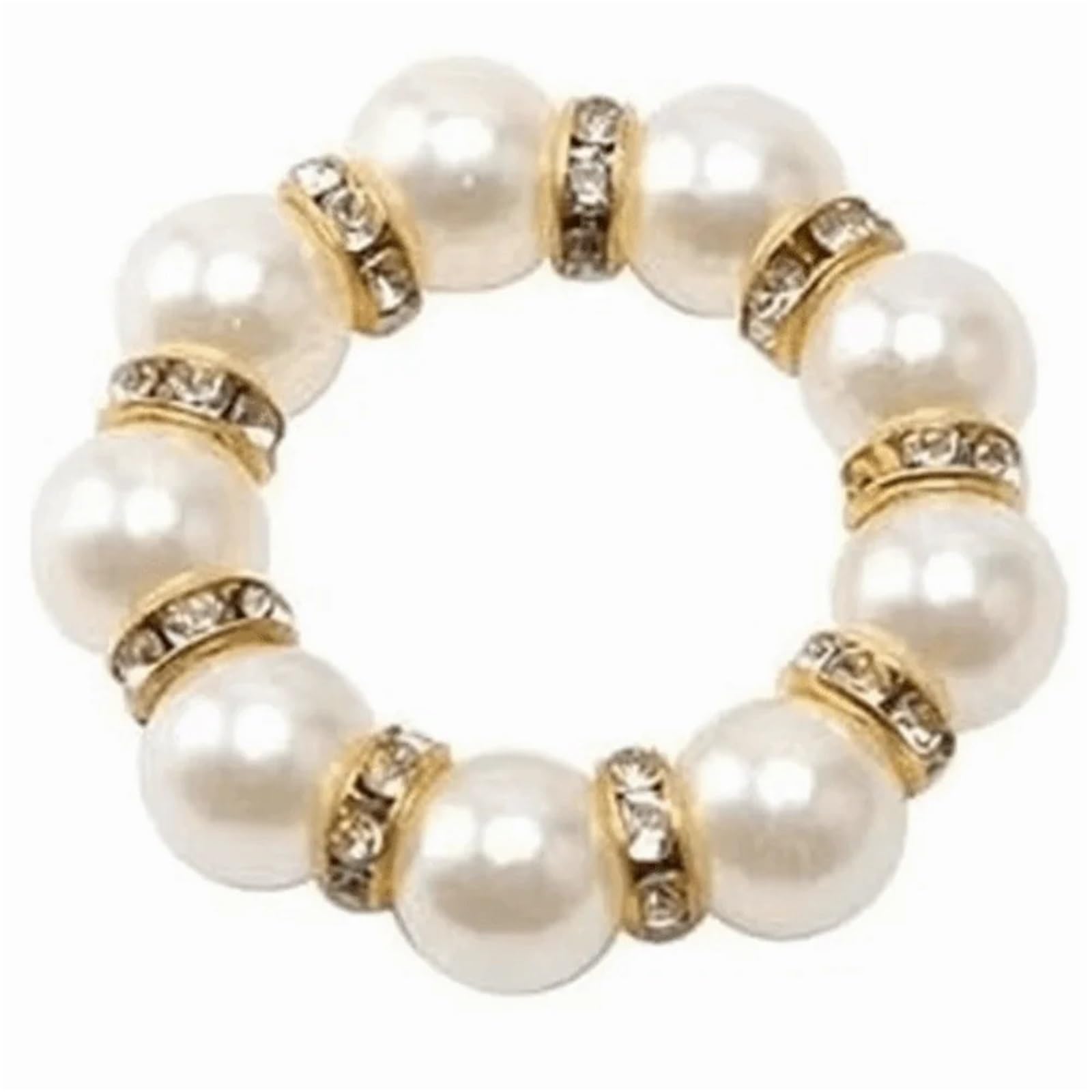Gold Beaded Napkin Rings 20Pcs Elastic Pearl Napkin Holder for Wedding Party