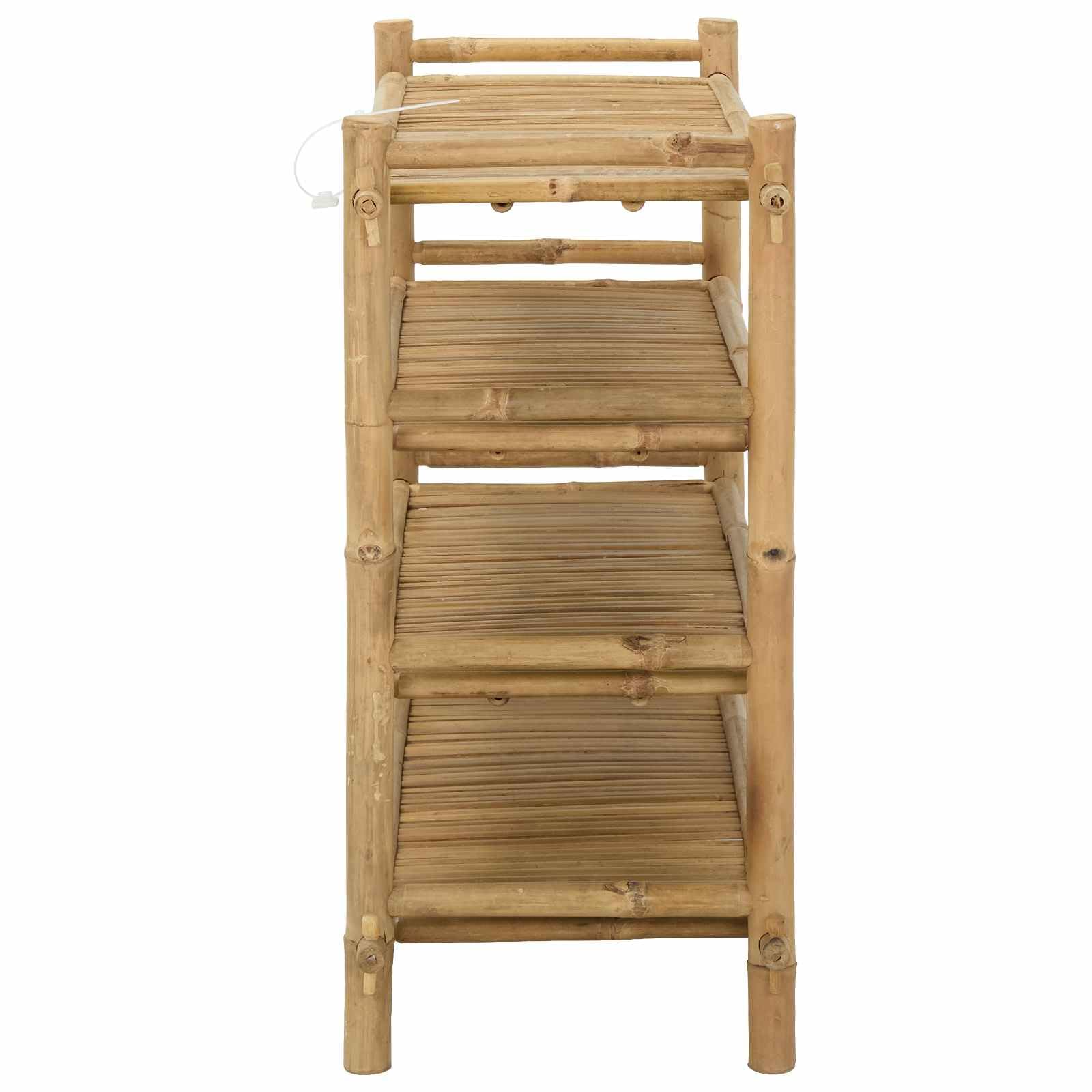Schuhregal aus Bambus Natur 4-stöckig mit 4 Regalbrettern 86x35x75 cm platzsparend stabil für Innenbereich Schuhablage Schuhständer Schuhschrank