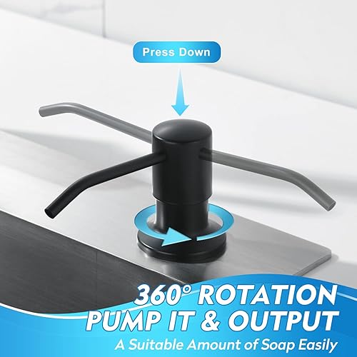 Miniatura 5 de CREA Brushed Glod - Dispensador de jabón para fregadero de cocina, dispensador de jabón de cocina dorado, dispensador de jabón integrado de acero