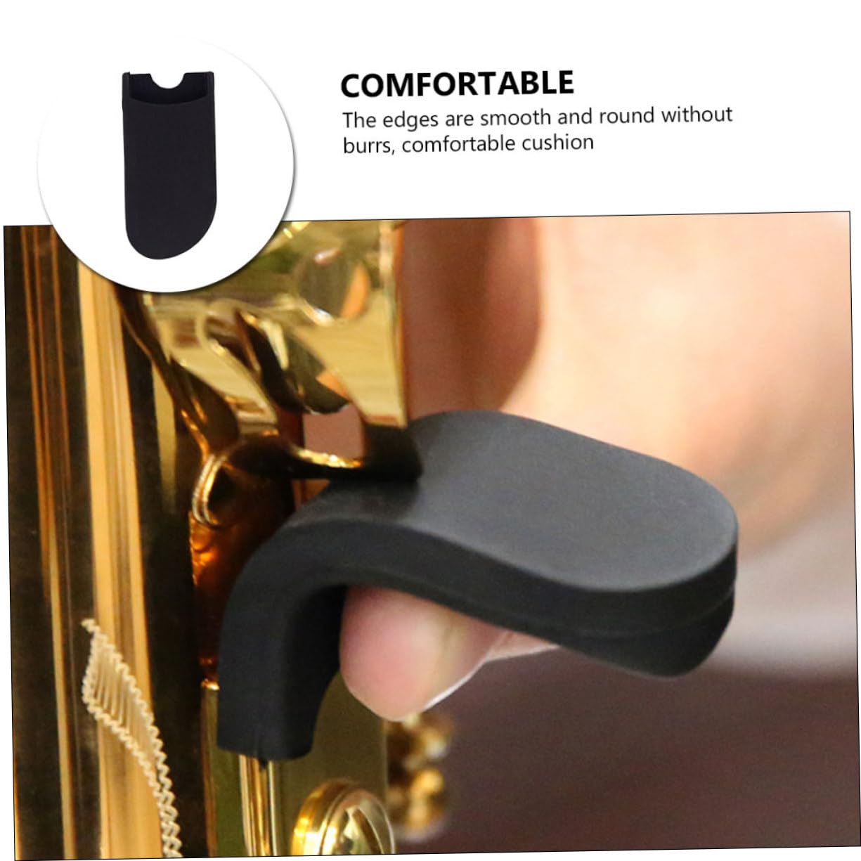 Vaguelly Saxophone Thumb Rest Cushion Comfortable Finger Support for Enhanced Performance Black Professional Accessory for Alto Tenor Saxophone Players Durable Design for Long Term Use