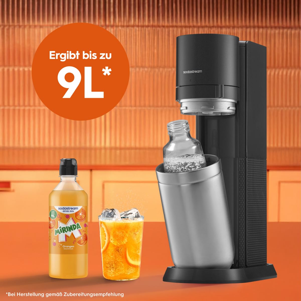 Sodastream drink mix Mirinda – Sirup für gesprudeltes & stilles Wasser, 4er Pack (4 x 440 ml), ergibt bis zu 9L Fertiggetränk
