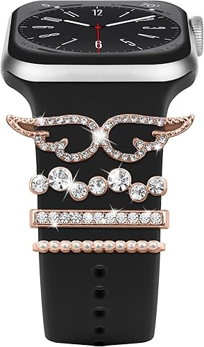 Vista 7 de ALMNVO Bling Diamond Charms for Apple Watch Bands Charms 46mm 45mm 44mm 42mm 41mm 40mm 38mm 49mm,Sparkle Metal Sliding Decorative Rings for iWatch