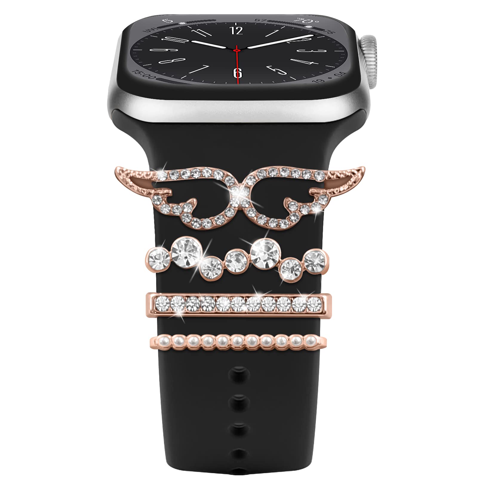 Diamant Zierring Kompatibel mit Apple Watch Silikon Armband