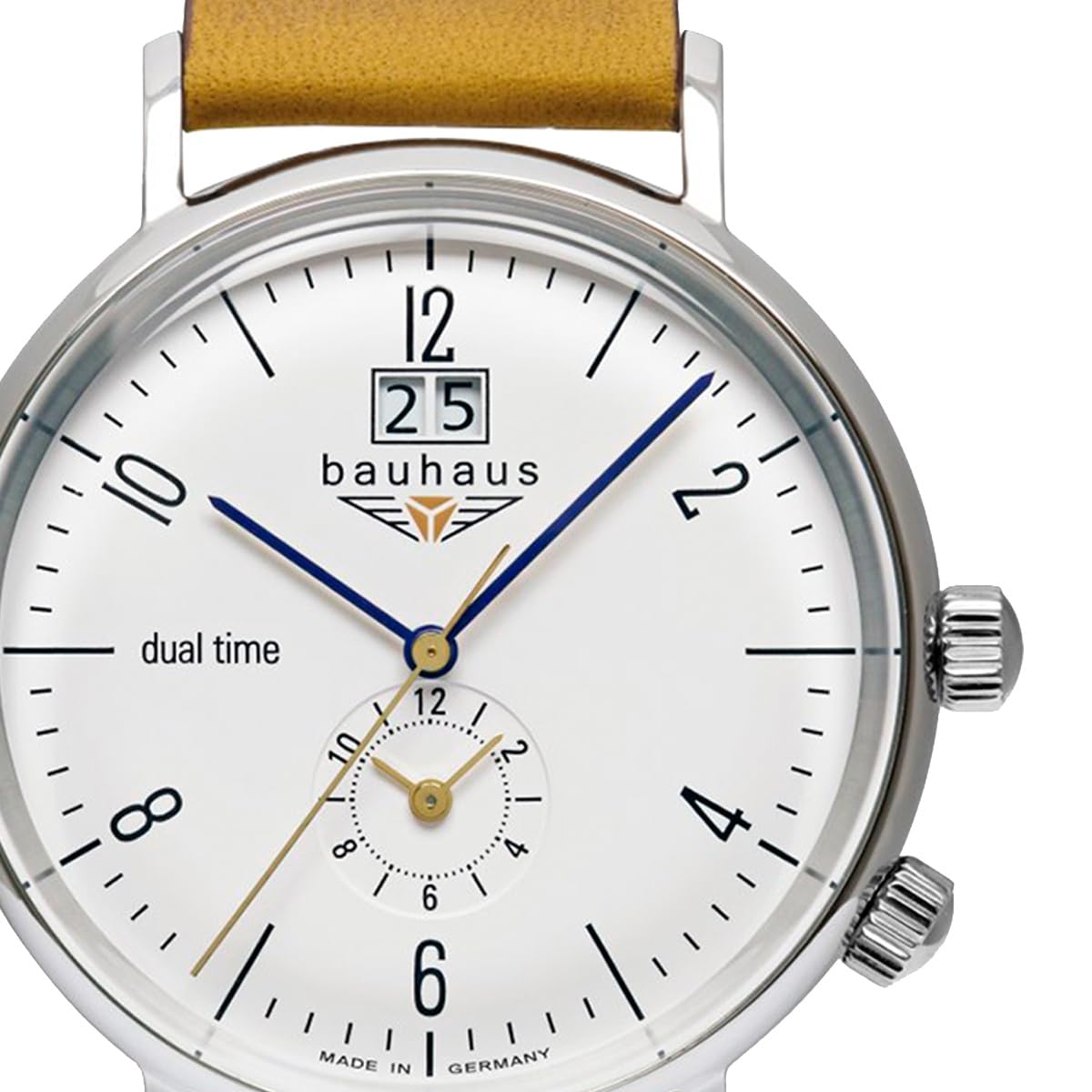 Bauhaus 2144-1 Herrenuhr Quarz Leder Braun Made in Germany 44 mm
