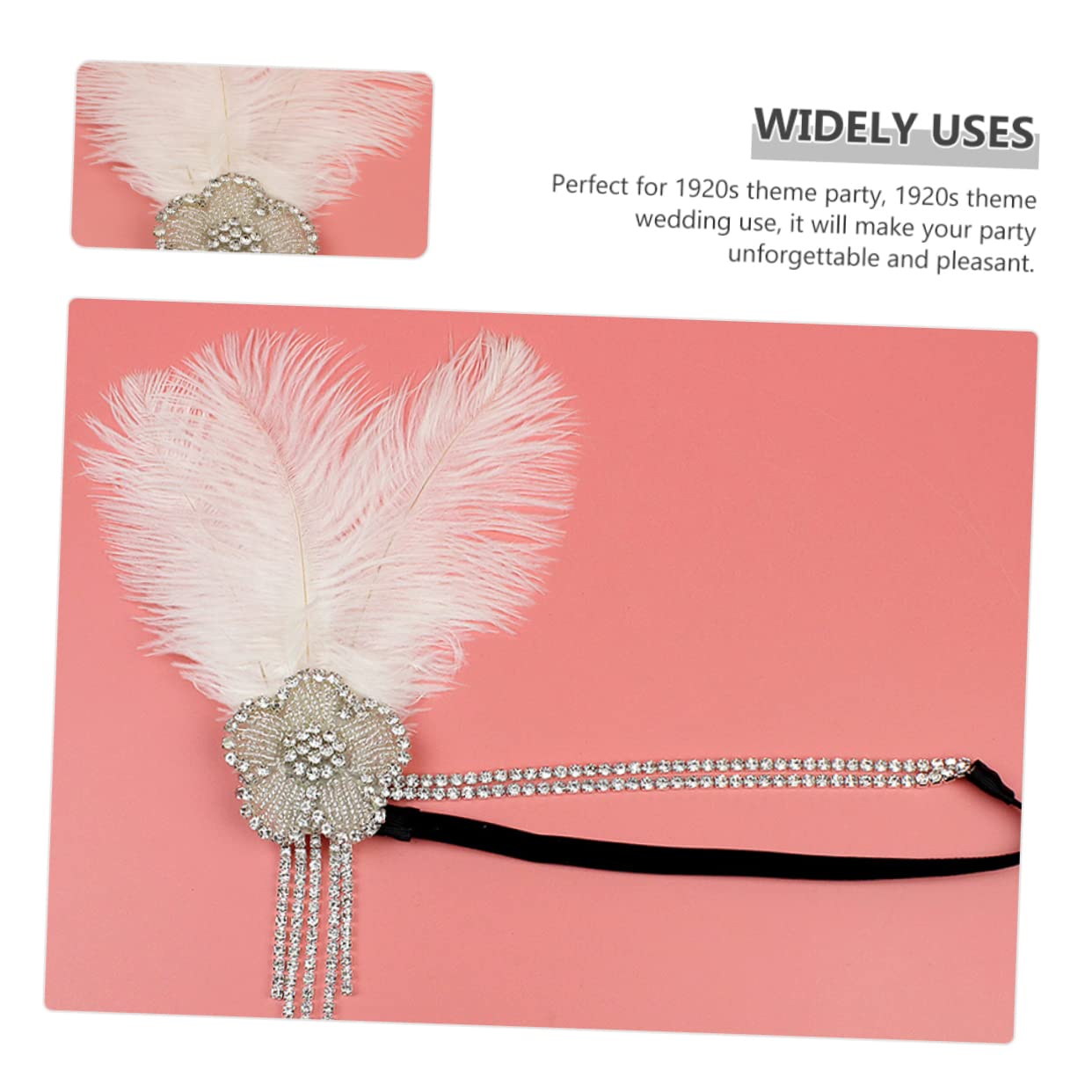 FRCOLOR 3 Piezas Diadema Con Borlas De Diadema De Diamantes De Imitación Banda Para El Cabello Fascinador Diademas De Diamantes De Imitación Para 20s Pluma De Imitación