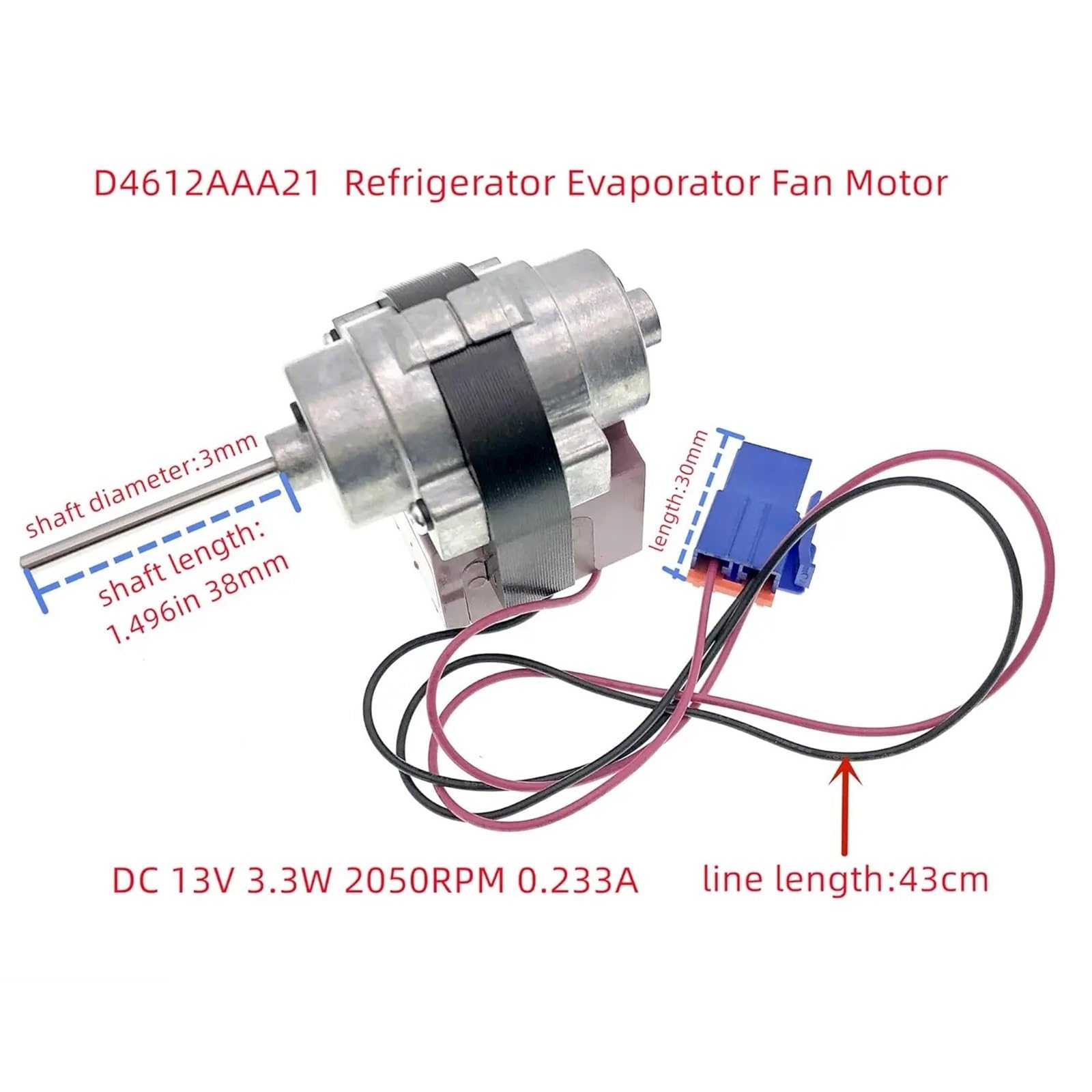 Motor Del Ventilador Del Evaporador Del Refrigerador D4612AAA21, Compatible Con Daewoo Y Bosch. Reemplaza Los Números 3015915900 Y 3015907300.