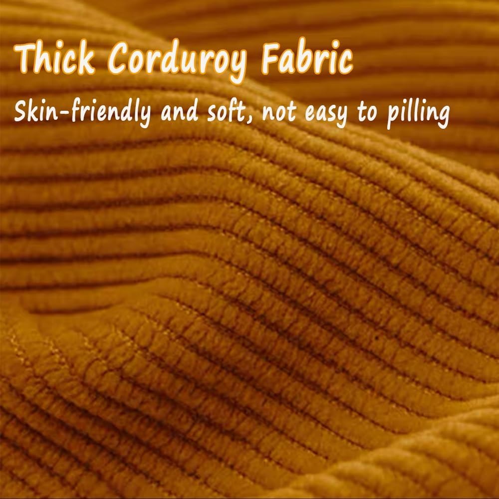 SXBCyan Bean Bag Chair Cover (No Filler) Lazy Sofas Without Filler Corduroy Lounger Seat Bean Bag Pouf Puff Couch Tatami Living Room Beanbags(Apricot Yellow,Single Cover)