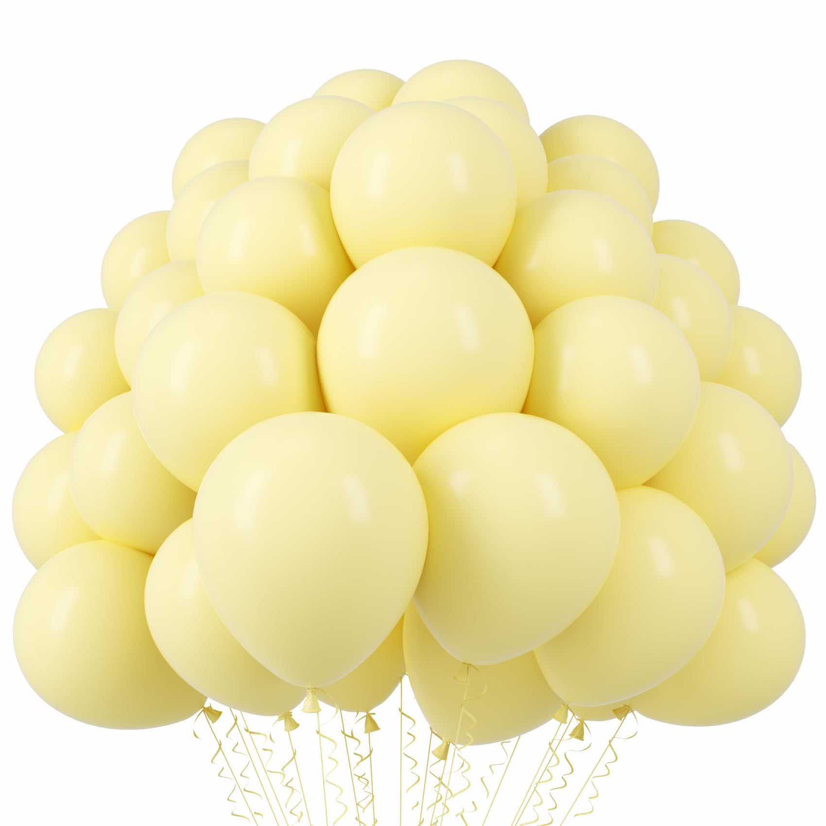 Voircoloria 110pcs Pastel Yellow Light Yellow Latex Party Balloons, 12inch